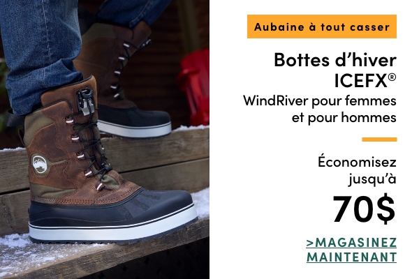 Aubaine à Tout Casser Bottes d'hiver ICEFX WindRiver pour femmes et pour hommes économisez jusqu'à 70$